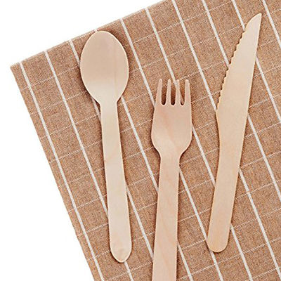 couteau et cuillère en bois en bois jetables de fourchette des couverts 150mm de bouleau biodégradable de 140mm