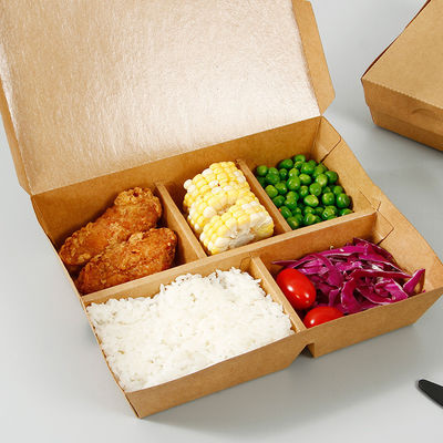 3 4 vaisselle jetable biodégradable Bento Paper Lunch Box Kraft de 5 compartiments 3MM