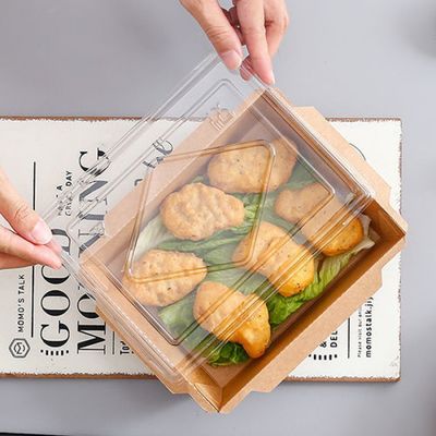 conteneurs de nourriture jetables de papier Tray Sushi Food Box 300gsm de 500ml 600ml emballage avec des couvercles