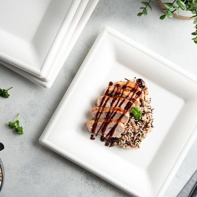 compostable 10in écologique canne à sucre de 9in plaque à papier le plat carré de gâteau de dessert