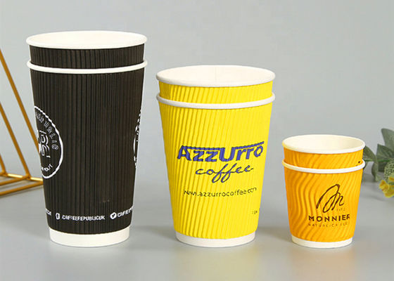 de papier jetable de mur biodégradable d'ondulation de 20oz 24oz met en forme de tasse les tasses chaudes de papier de boissons de 8 onces