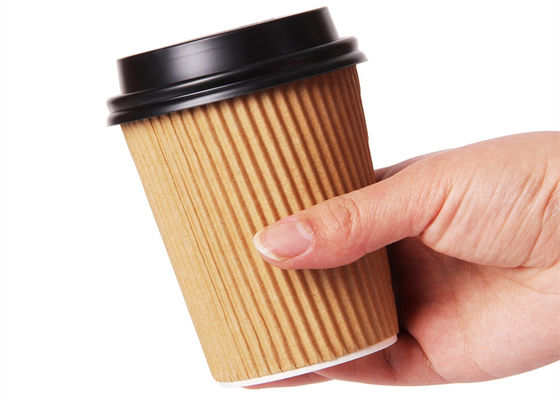 de papier jetable de mur biodégradable d'ondulation de 20oz 24oz met en forme de tasse les tasses chaudes de papier de boissons de 8 onces