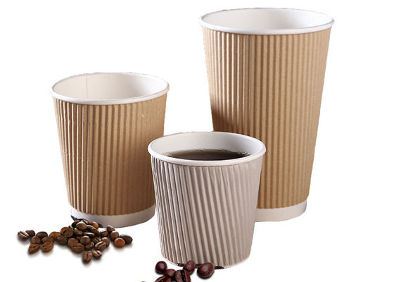 de papier jetable de mur biodégradable d'ondulation de 20oz 24oz met en forme de tasse les tasses chaudes de papier de boissons de 8 onces