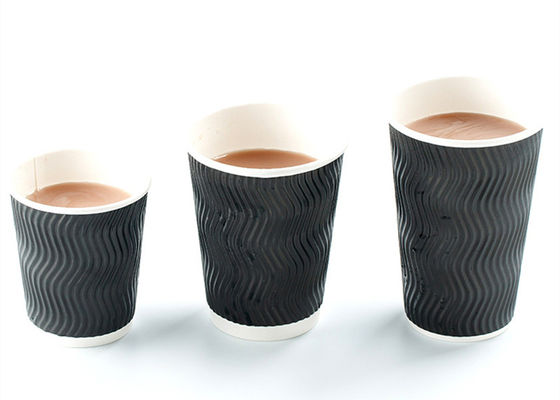 les biens vigoureux de PLA 400ml ont ridé les tasses de papier de l'ondulation 12oz avec des couvercles