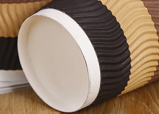 de papier jetable de mur biodégradable d'ondulation de 20oz 24oz met en forme de tasse les tasses chaudes de papier de boissons de 8 onces