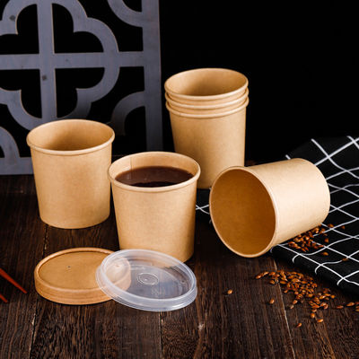 16OZ 26oz Papier d'emballage emportent les tasses biodégradables jetables écologiques de soupe à conteneurs de nourriture