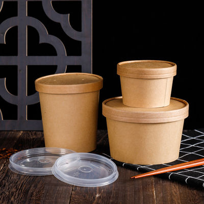 16OZ 26oz Papier d'emballage emportent les tasses biodégradables jetables écologiques de soupe à conteneurs de nourriture