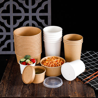 16OZ 26oz Papier d'emballage emportent les tasses biodégradables jetables écologiques de soupe à conteneurs de nourriture