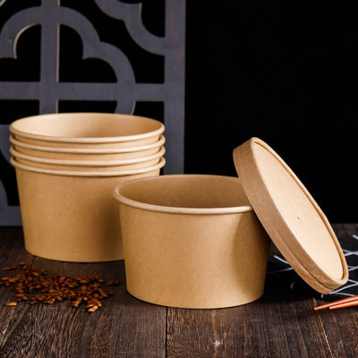 16OZ 26oz Papier d'emballage emportent les tasses biodégradables jetables écologiques de soupe à conteneurs de nourriture