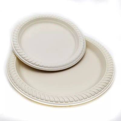 plats jetables de fécule de maïs 10in ronde de 9in biodégradables autour de la vaisselle de plat