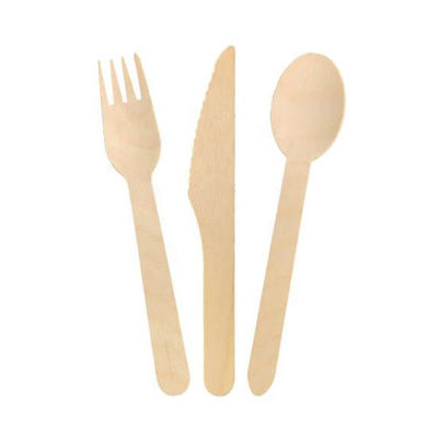 couteau et cuillère en bois en bois jetables de fourchette des couverts 150mm de bouleau biodégradable de 140mm