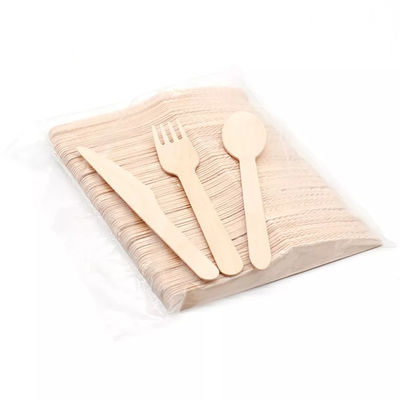 couteau et cuillère en bois en bois jetables de fourchette des couverts 150mm de bouleau biodégradable de 140mm