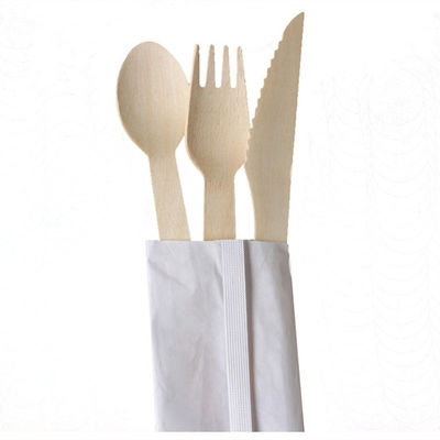 couteau et cuillère en bois en bois jetables de fourchette des couverts 150mm de bouleau biodégradable de 140mm