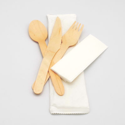 couteau et cuillère en bois en bois jetables de fourchette des couverts 150mm de bouleau biodégradable de 140mm