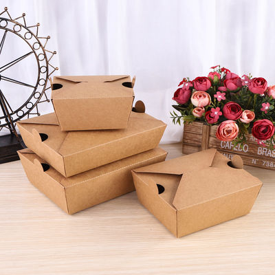 Boîtes biodégradables Takeway Bento Lunch Box Kraft Paper d'emballage alimentaire