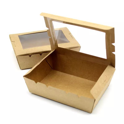 Boîte jetable biodégradable d'emballage alimentaire de vaisselle de la salade 337gsm avec la fenêtre