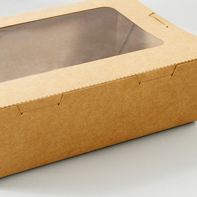 Boîte jetable biodégradable d'emballage alimentaire de vaisselle de la salade 337gsm avec la fenêtre