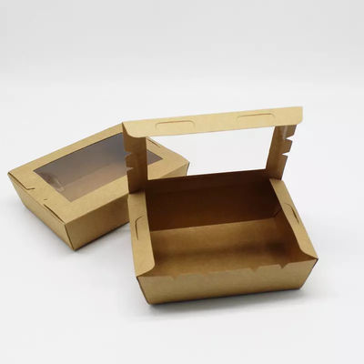 Boîte jetable biodégradable d'emballage alimentaire de vaisselle de la salade 337gsm avec la fenêtre
