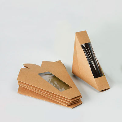 Boîte à emporter à sandwich à emballage de déjeuner de carton de papier de nourriture de Brown Papier d'emballage avec la fenêtre