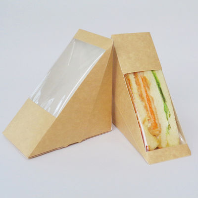 Boîte à emporter à sandwich à emballage de déjeuner de carton de papier de nourriture de Brown Papier d'emballage avec la fenêtre