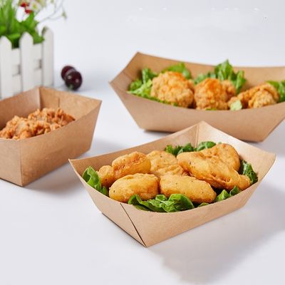Plateaux jetables biodégradables de casse-croûte de Frie de bateau de vaisselle de 0.25LB 25#