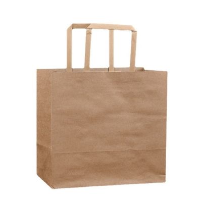 sacs en papier jetables biodégradables de Brown de vaisselle de 250gsm 300gsm avec des poignées