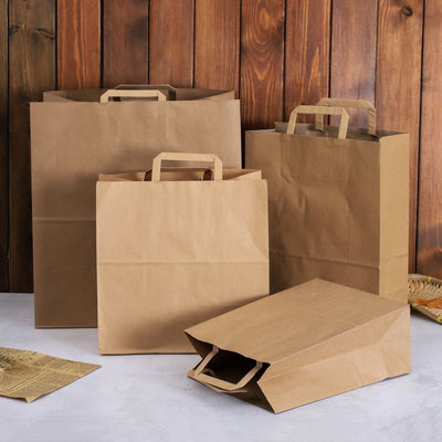 sacs en papier jetables biodégradables de Brown de vaisselle de 250gsm 300gsm avec des poignées