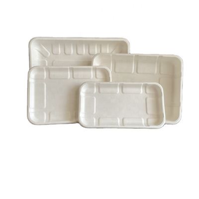 Plateau sûr à micro-ondes jetable végétal de viande de mariages de pulpe de bagasse de canne à sucre de fruit