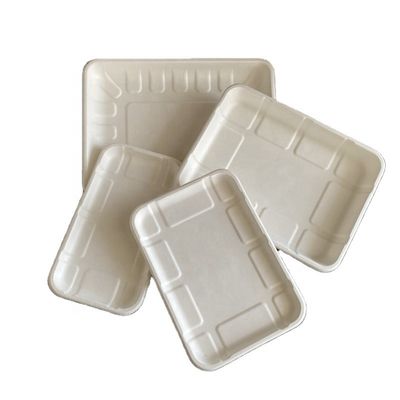 Plateau sûr à micro-ondes jetable végétal de viande de mariages de pulpe de bagasse de canne à sucre de fruit