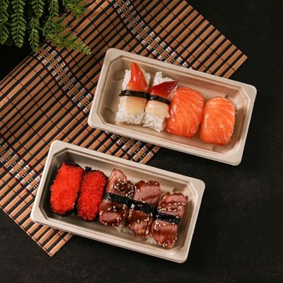 sushi biodégradables Tray With Pet Lid de vaisselle de bagasse d'aliments de préparation rapide de la vaisselle 11g