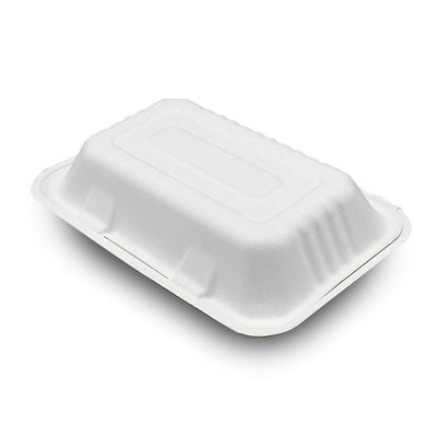 Le conteneur de nourriture articulé par pulpe biodégradable de bagasse de canne à sucre de 7 x de 5in sortent la gamelle