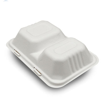 Le conteneur de nourriture articulé par pulpe biodégradable de bagasse de canne à sucre de 7 x de 5in sortent la gamelle