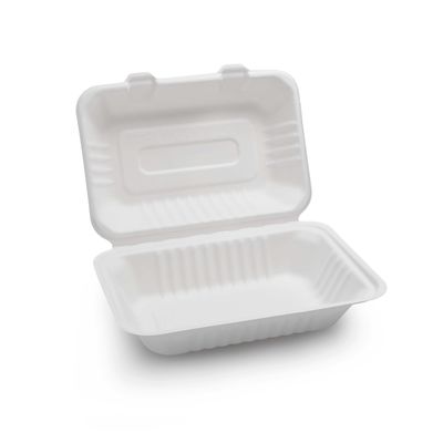 Le conteneur de nourriture articulé par pulpe biodégradable de bagasse de canne à sucre de 7 x de 5in sortent la gamelle