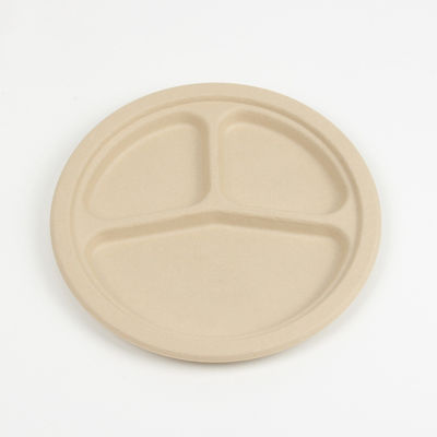 Le plat 10in biodégradable renouvelable Pfas de vaisselle de bagasse de 8in libre sortent des conteneurs
