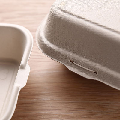 Bloc supérieur biodégradable non-toxique de pulpe de vaisselle de la bagasse 21g boîte à hamburger de bagasse de 6 pouces