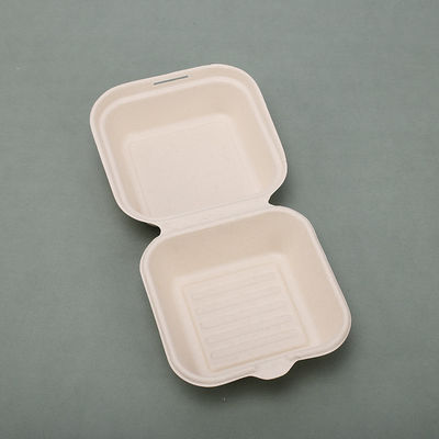 Boîtes à emporter d'hamburger de la Vierge 21g de bloc supérieur de boîte de bagasse jetable de canne à sucre