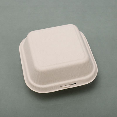 Bloc supérieur biodégradable non-toxique de pulpe de vaisselle de la bagasse 21g boîte à hamburger de bagasse de 6 pouces