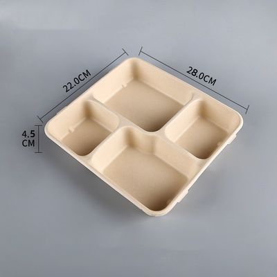 Les plateaux biodégradables rectangulaires jetables de bagasse de canne à sucre emportent des plateaux avec des couvercles