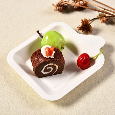 nourriture Tray For Party de dessert de pulpe de papier de 7g Mini Sugarcane Biodegradable Bagasse Tableware