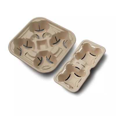 La vaisselle biodégradable libre en plastique 2 de bagasse 4 tasses 28g sortent le transporteur de tasse de papier
