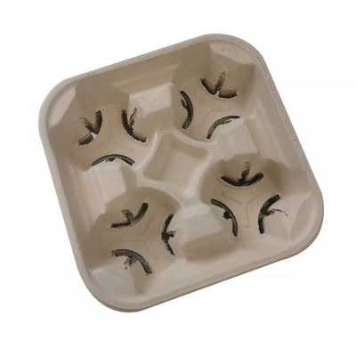 La vaisselle biodégradable libre en plastique 2 de bagasse 4 tasses 28g sortent le transporteur de tasse de papier