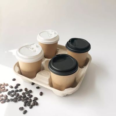 La vaisselle biodégradable libre en plastique 2 de bagasse 4 tasses 28g sortent le transporteur de tasse de papier