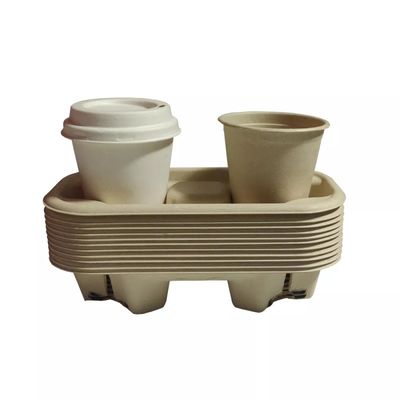 La vaisselle biodégradable libre en plastique 2 de bagasse 4 tasses 28g sortent le transporteur de tasse de papier