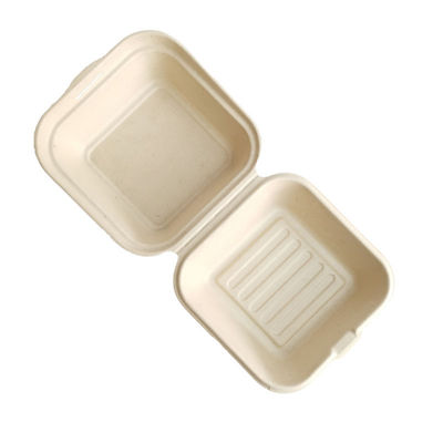 Boîtes à emporter d'hamburger de la Vierge 21g de bloc supérieur de boîte de bagasse jetable de canne à sucre
