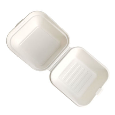 Boîtes à emporter d'hamburger de la Vierge 21g de bloc supérieur de boîte de bagasse jetable de canne à sucre