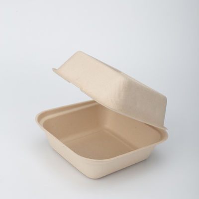 Boîtes à emporter d'hamburger de la Vierge 21g de bloc supérieur de boîte de bagasse jetable de canne à sucre