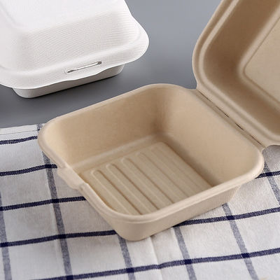 Boîtes à emporter d'hamburger de la Vierge 21g de bloc supérieur de boîte de bagasse jetable de canne à sucre