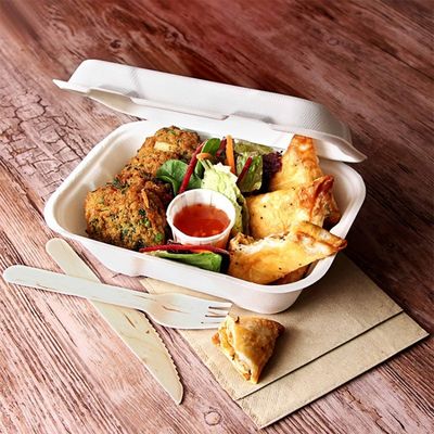 la pulpe compostable de bagasse de vaisselle de partie de vaisselle de 600ml 1000ml déjeunent Bento Box