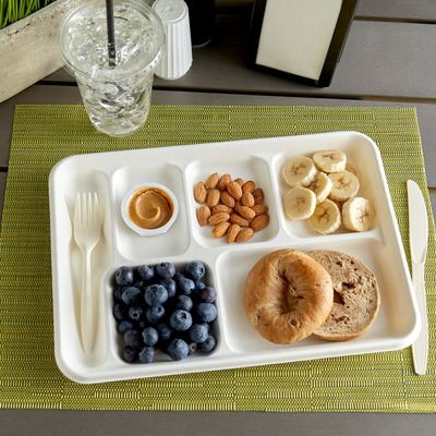 Plateau jetable de Noël de partie de vaisselle de bagasse compostable inoffensive de canne à sucre