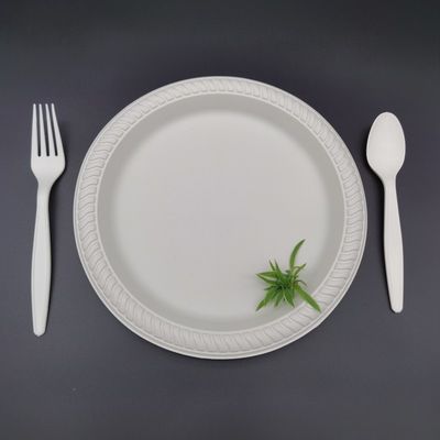 plats jetables de fécule de maïs 10in ronde de 9in biodégradables autour de la vaisselle de plat